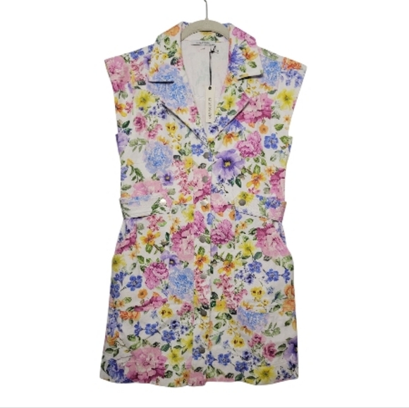 NWT Olivaveous Eternal Spring Floral Print Utility Mini Dress Button Front MD - Picture 6 of 16
